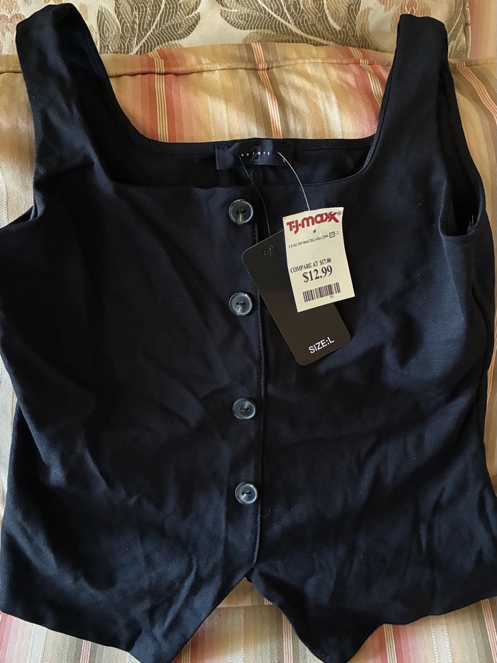 T.J.Maxx Black Button-Front Tank Top